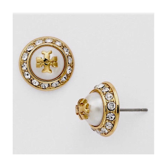 TORY BURCH • Natalie Crystal Pearl Earrings - Picture 3 of 6